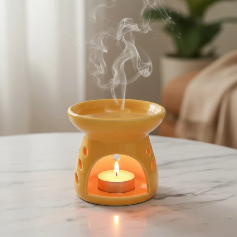 Aromatherapy Ceramic Tea Light Aroma Diffuser (Yellow)